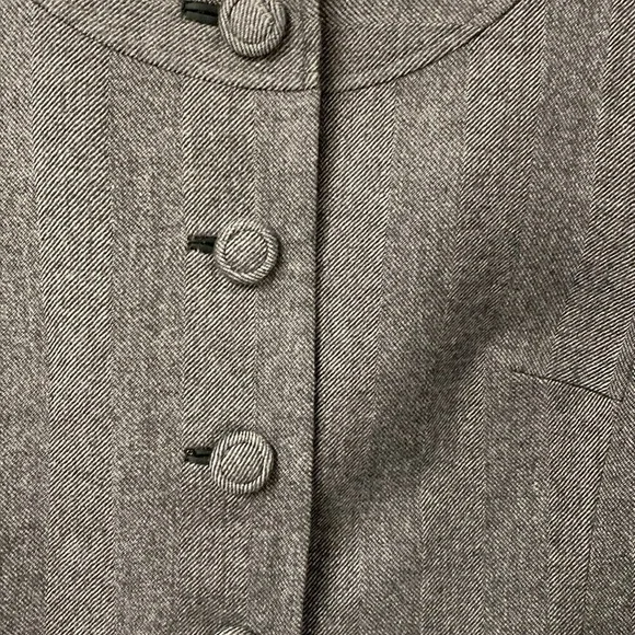 Talbots Petites Gray Herringbone Wool Blend Button Front Jacket Size 12P - Picture 2 of 8